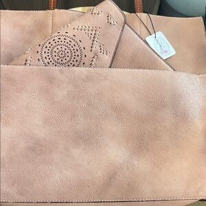 Street Level Tan Tote Bag with Cutout Design